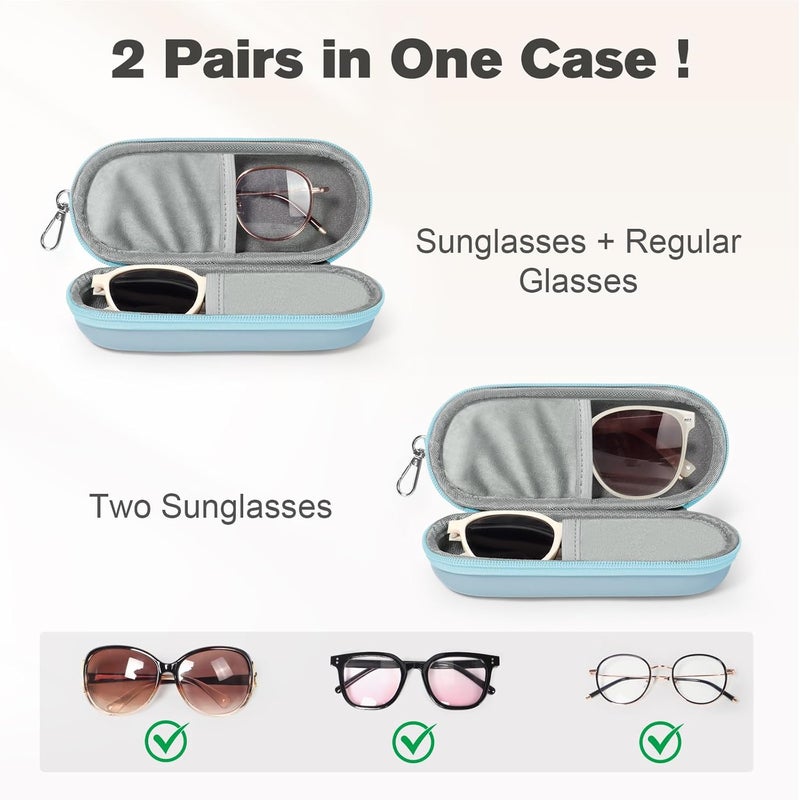 Huvon Double Eyeglasses Case, Dual Glasses Sunglasses Organizer with Zipper Closure, Eyewear Storage Box for Men Women Travel - Image 2